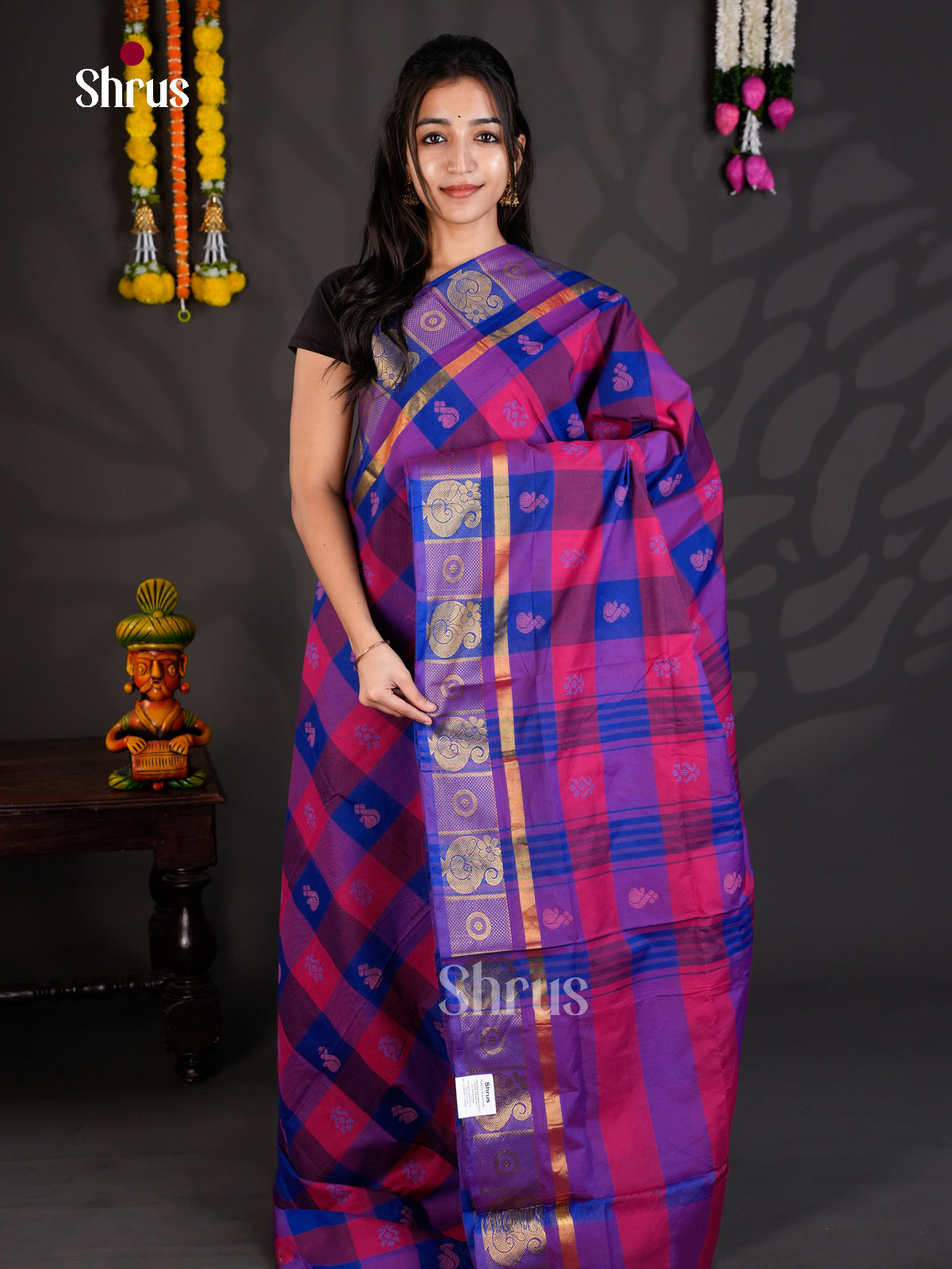 EAS31234 - Silkcotton-halfpure-Without Blouse - Saree - Shop on Shrus.com
