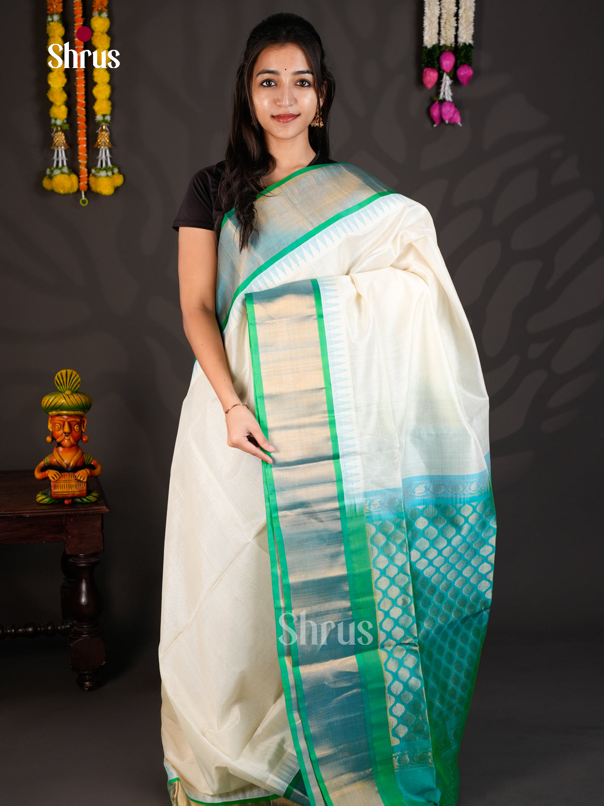 EBS01423 - Temple-border - Saree - Shop on Shrus.com