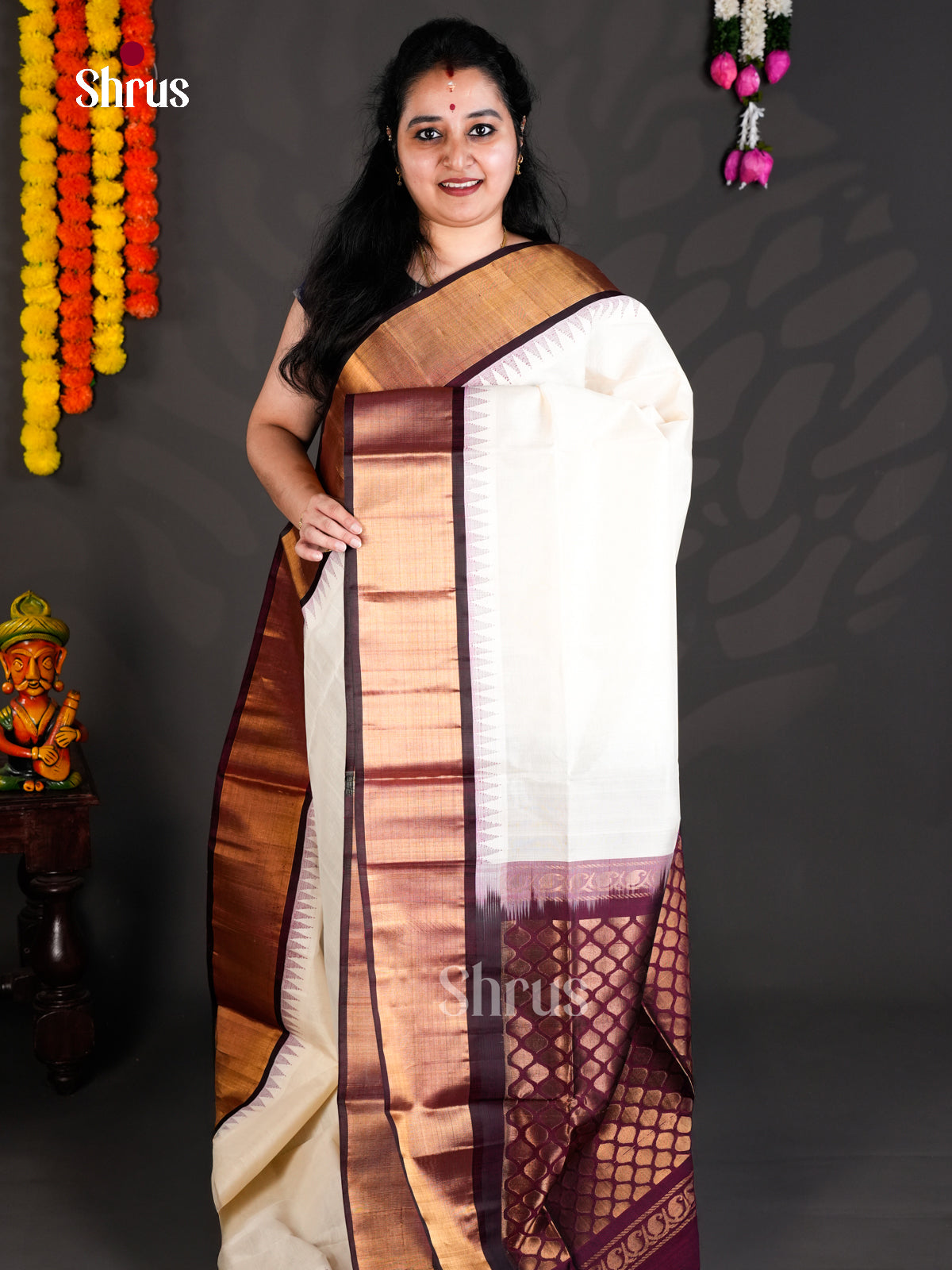 EBS01431 - Temple-border - Saree - Shop on Shrus.com