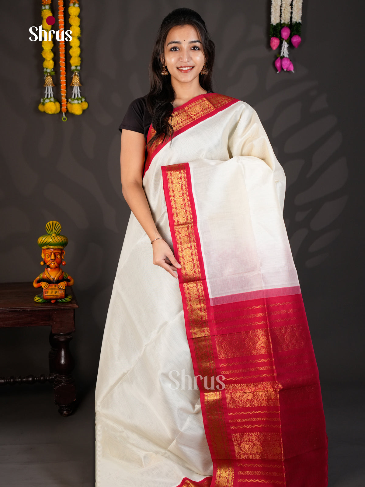 EBS01455 - Korvai-Medium border - Saree - Shop on Shrus.com