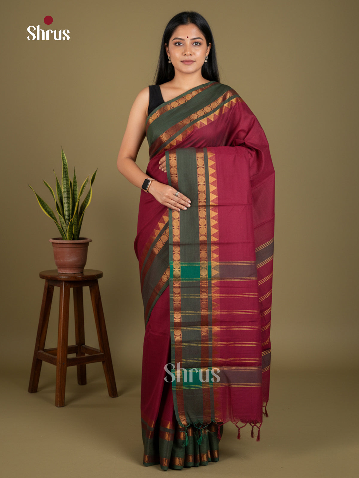 EBS02033 - Chettinad Cotton-Without Blouse - Saree - Shop on Shrus.com