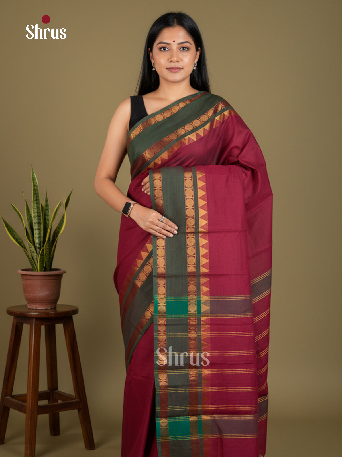 EBS02033 - Chettinad Cotton-Without Blouse - Saree - Shop on Shrus.com