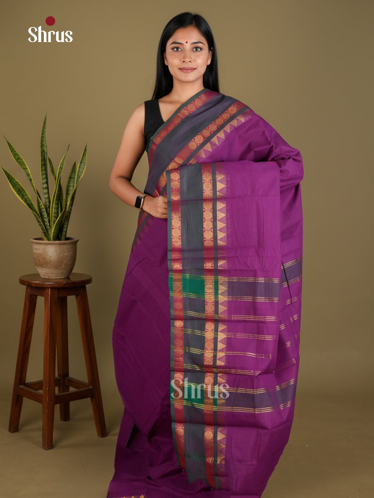 EBS02034 - Chettinad Cotton-Without Blouse - Saree - Shop on Shrus.com