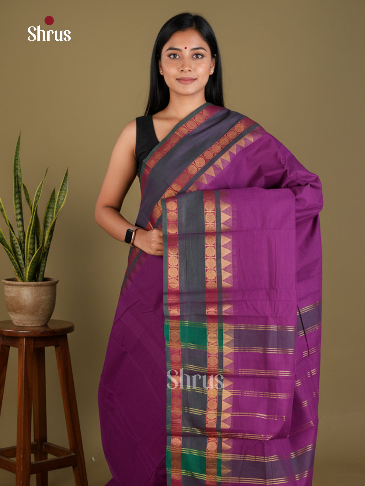EBS02034 - Chettinad Cotton-Without Blouse - Saree - Shop on Shrus.com