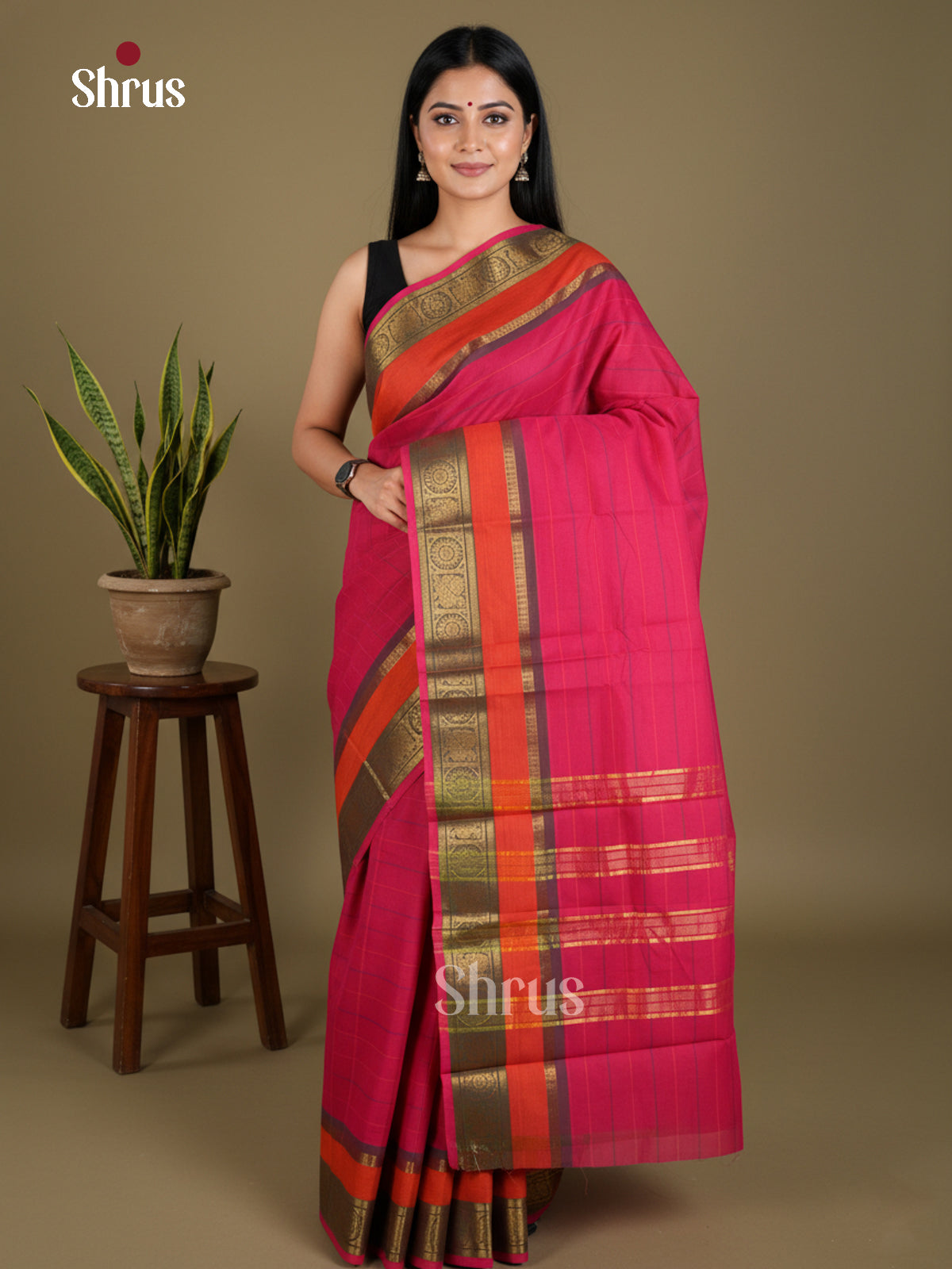 EBS02058 - Chettinad Cotton-Without Blouse - Saree - Shop on Shrus.com