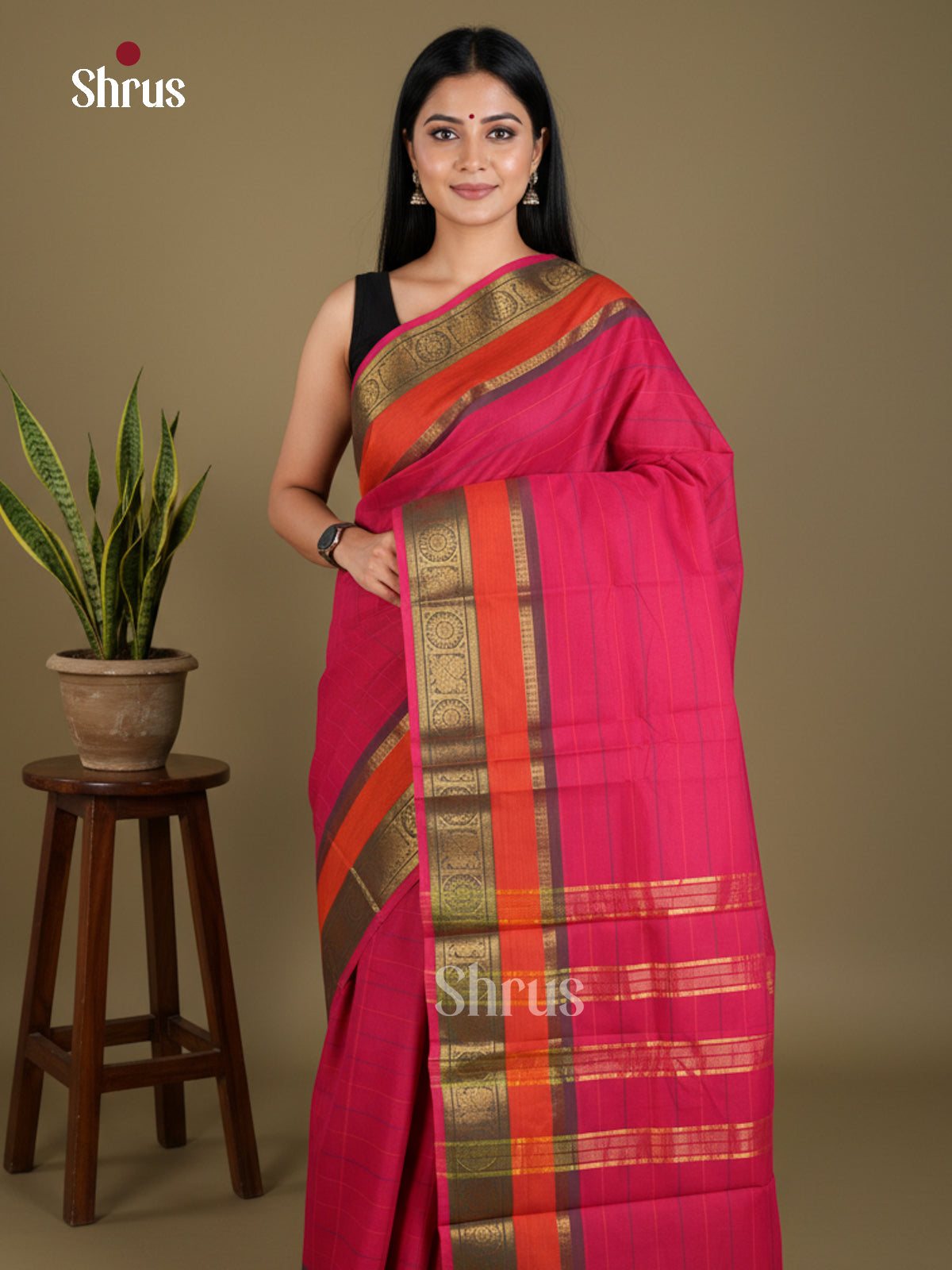 EBS02058 - Chettinad Cotton-Without Blouse - Saree - Shop on Shrus.com