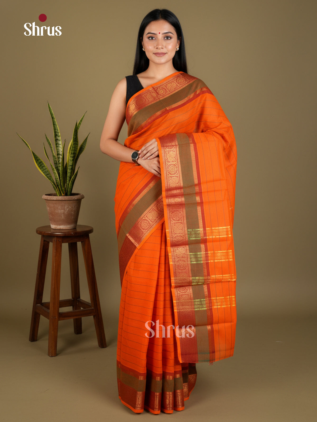 EBS02059 - Chettinad Cotton-Without Blouse - Saree - Shop on Shrus.com