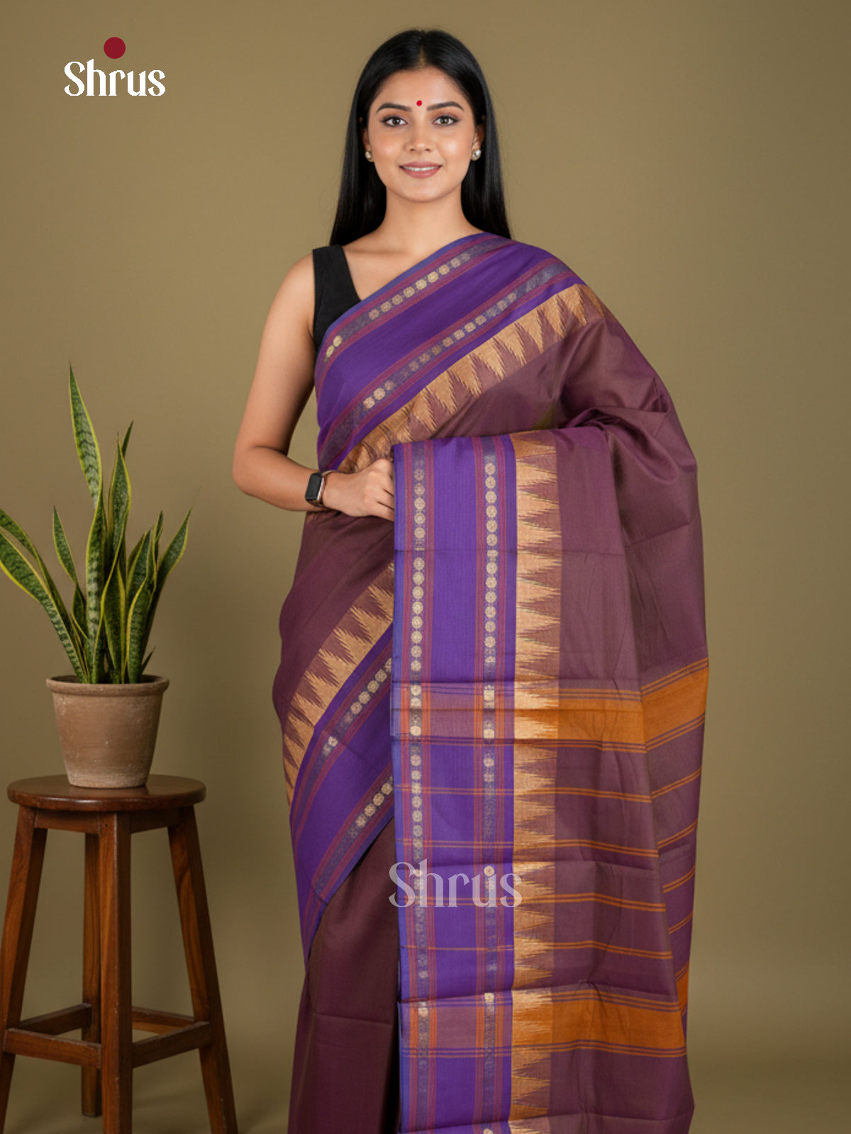 EBS02073 - Chettinad Cotton-Without Blouse - Saree - Shop on Shrus.com