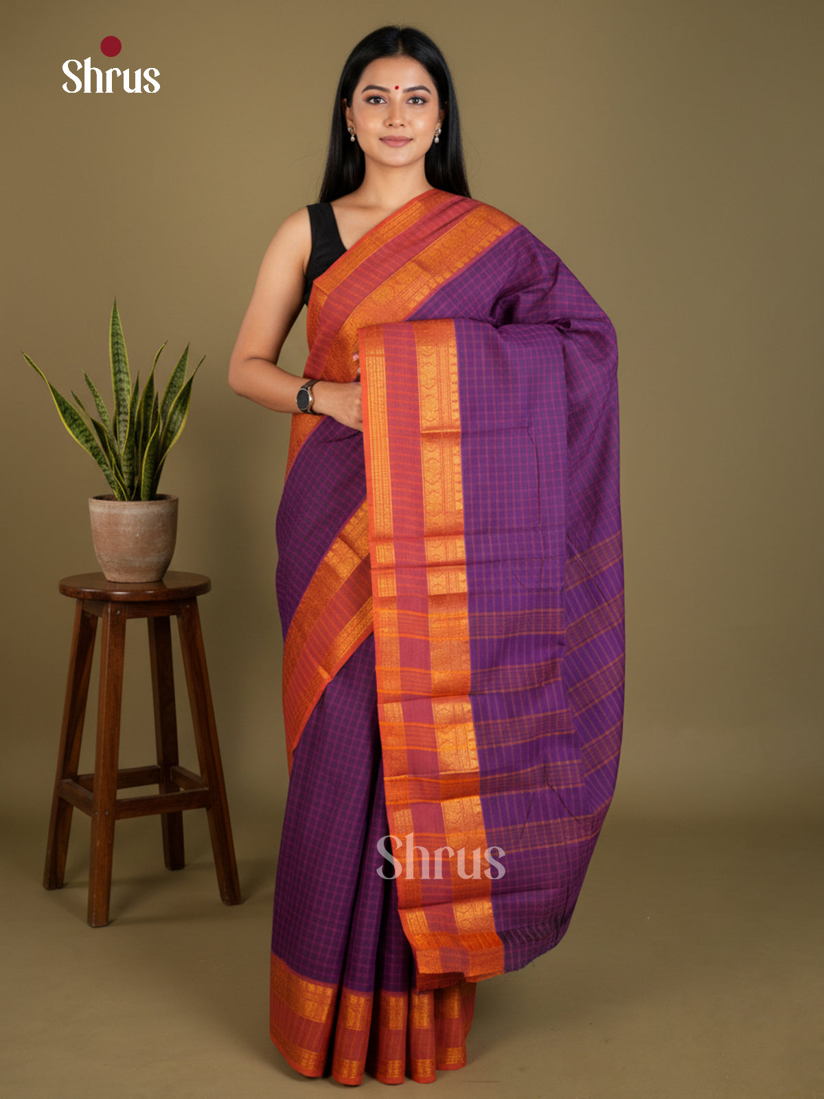 EBS02075 - Chettinad Cotton-Without Blouse - Saree - Shop on Shrus.com