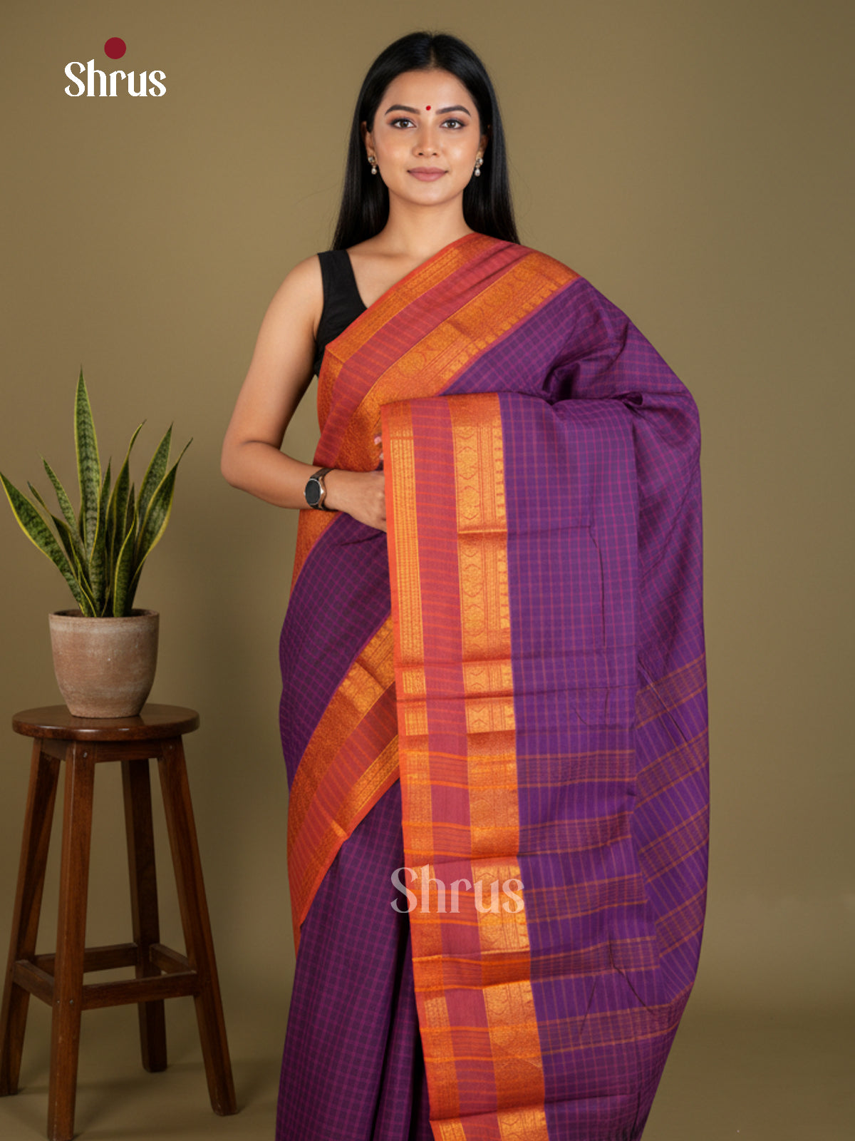 EBS02075 - Chettinad Cotton-Without Blouse - Saree - Shop on Shrus.com