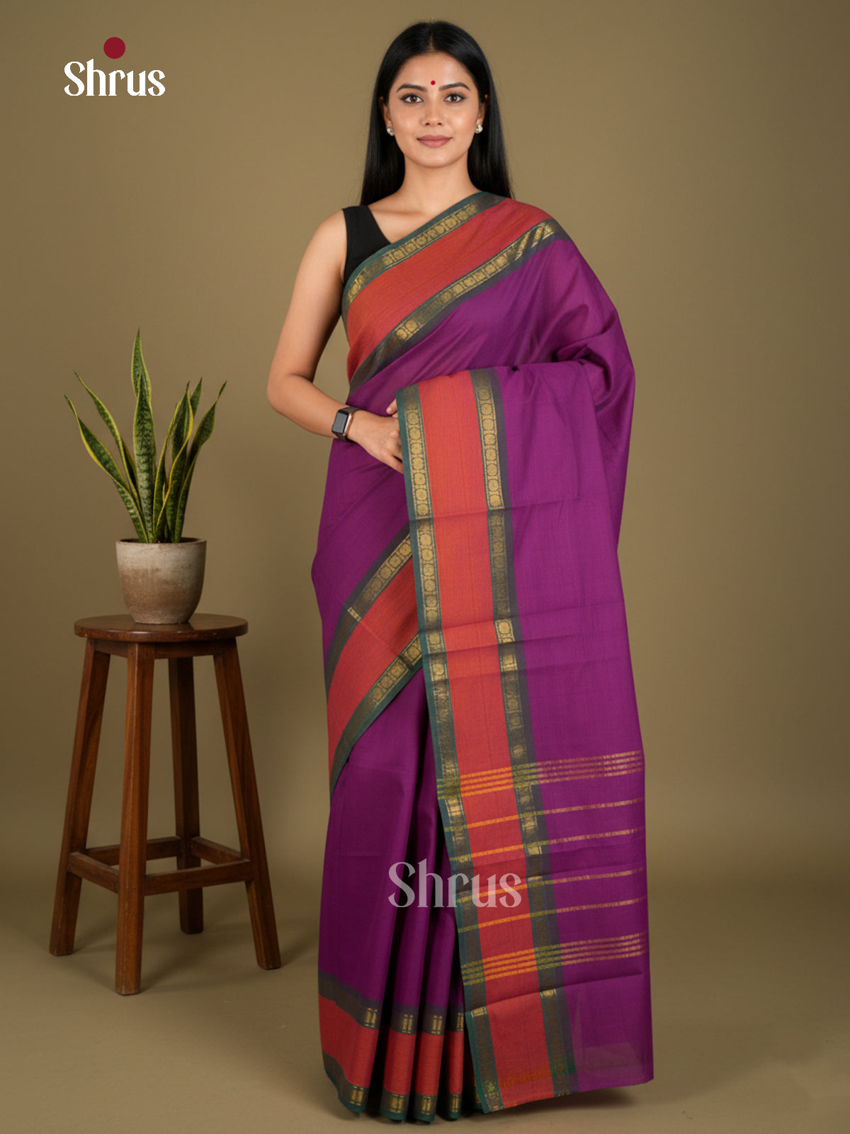 EBS02084 - Chettinad Cotton-Without Blouse - Saree - Shop on Shrus.com
