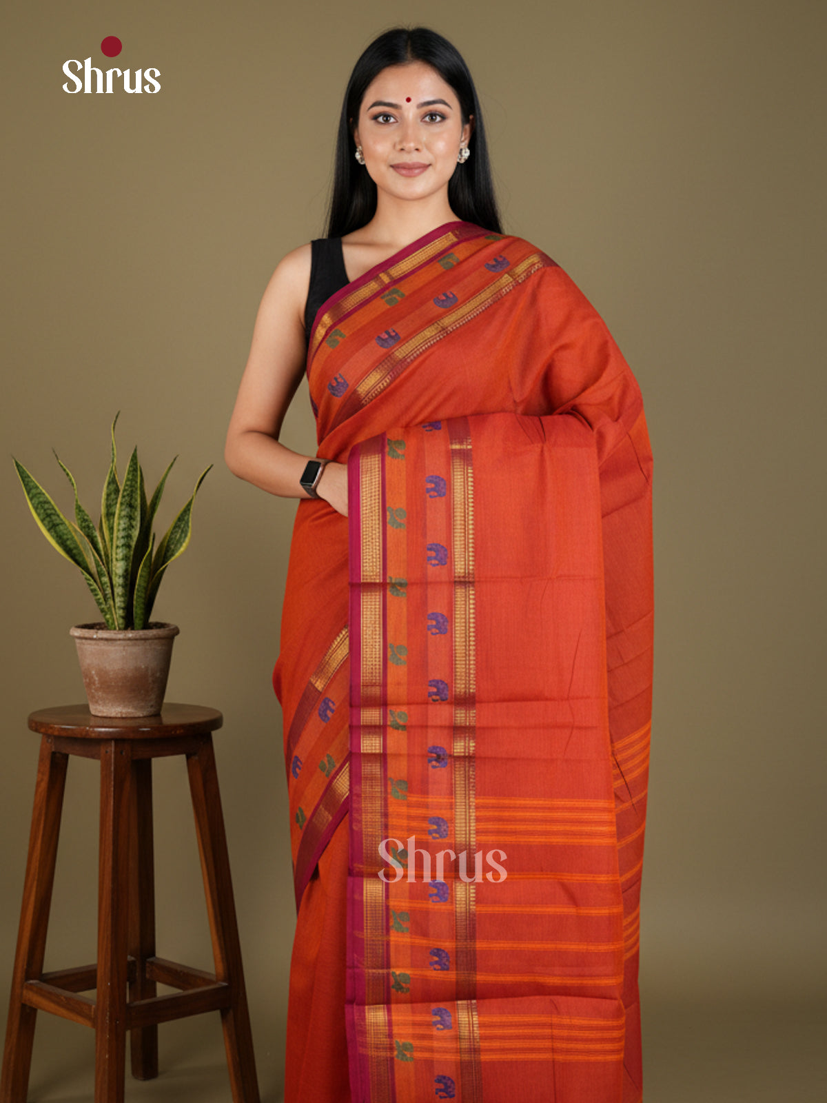EBS02088 - Chettinad Cotton-Without Blouse - Saree - Shop on Shrus.com
