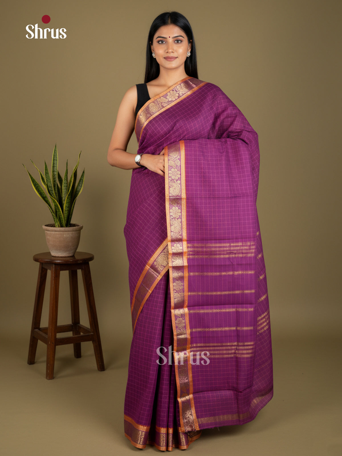 EBS02097 - Chettinad Cotton-Without Blouse - Saree - Shop on Shrus.com