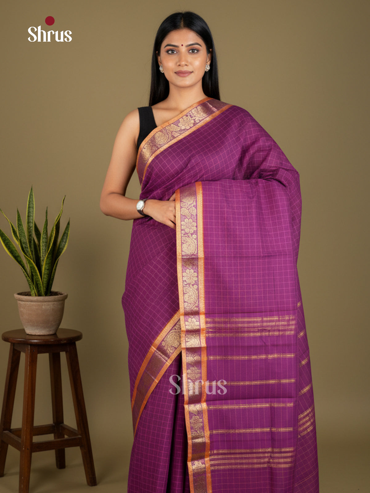 EBS02097 - Chettinad Cotton-Without Blouse - Saree - Shop on Shrus.com