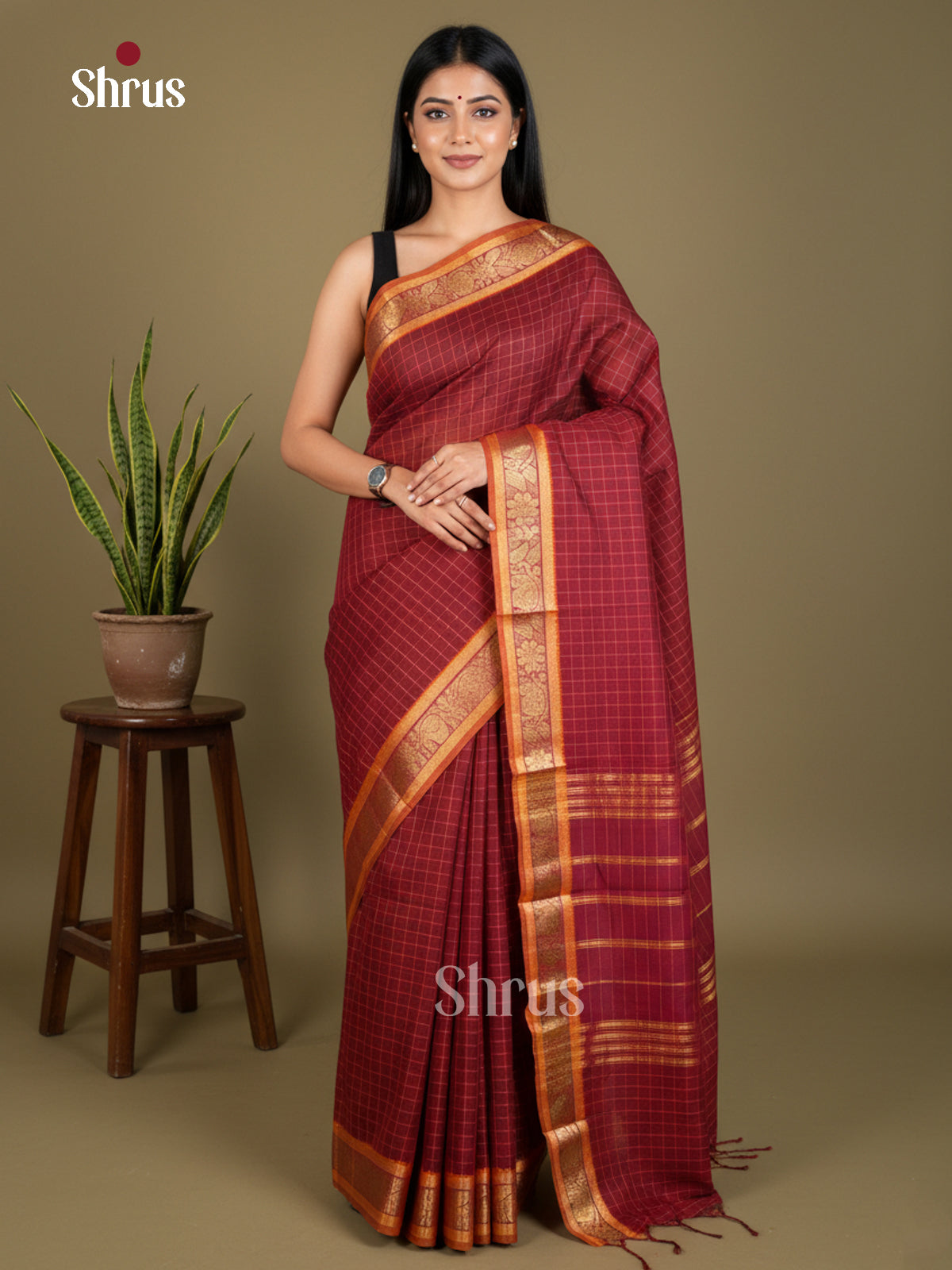 EBS02098 - Chettinad Cotton-Without Blouse - Saree - Shop on Shrus.com