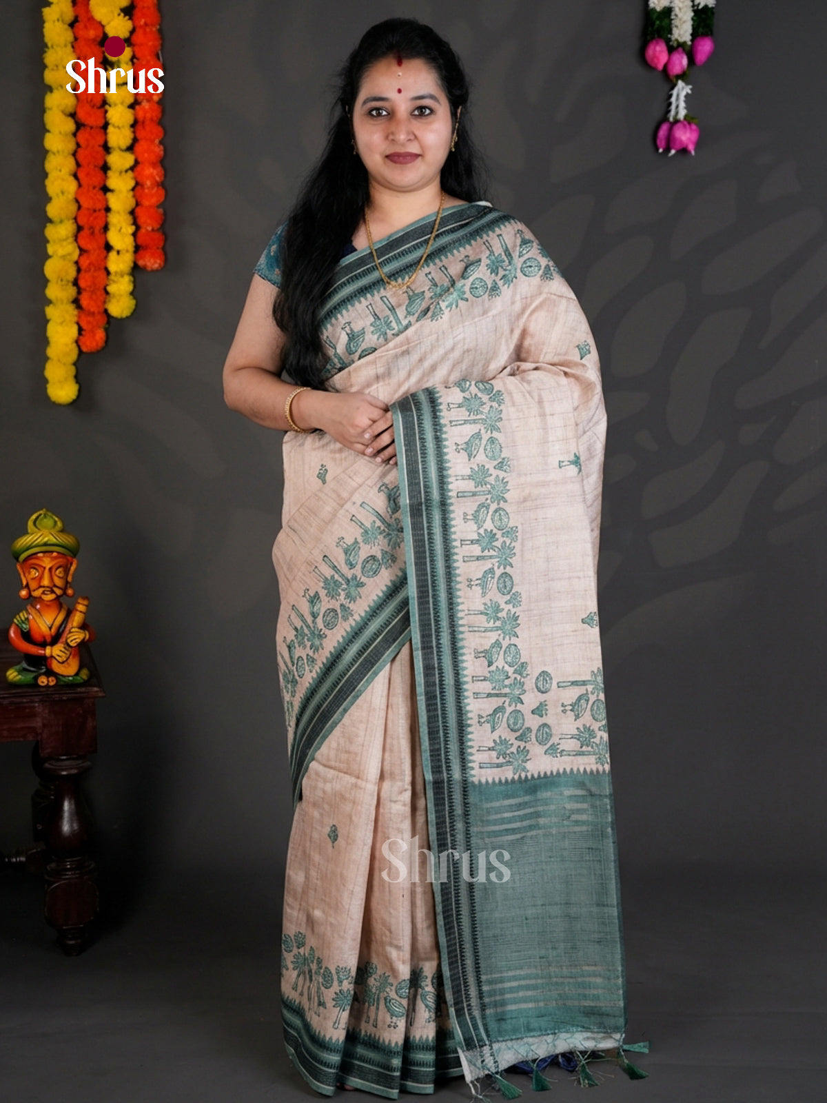 EBS04407 - Printed Semi Tussar - Saree - Shop on Shrus.com