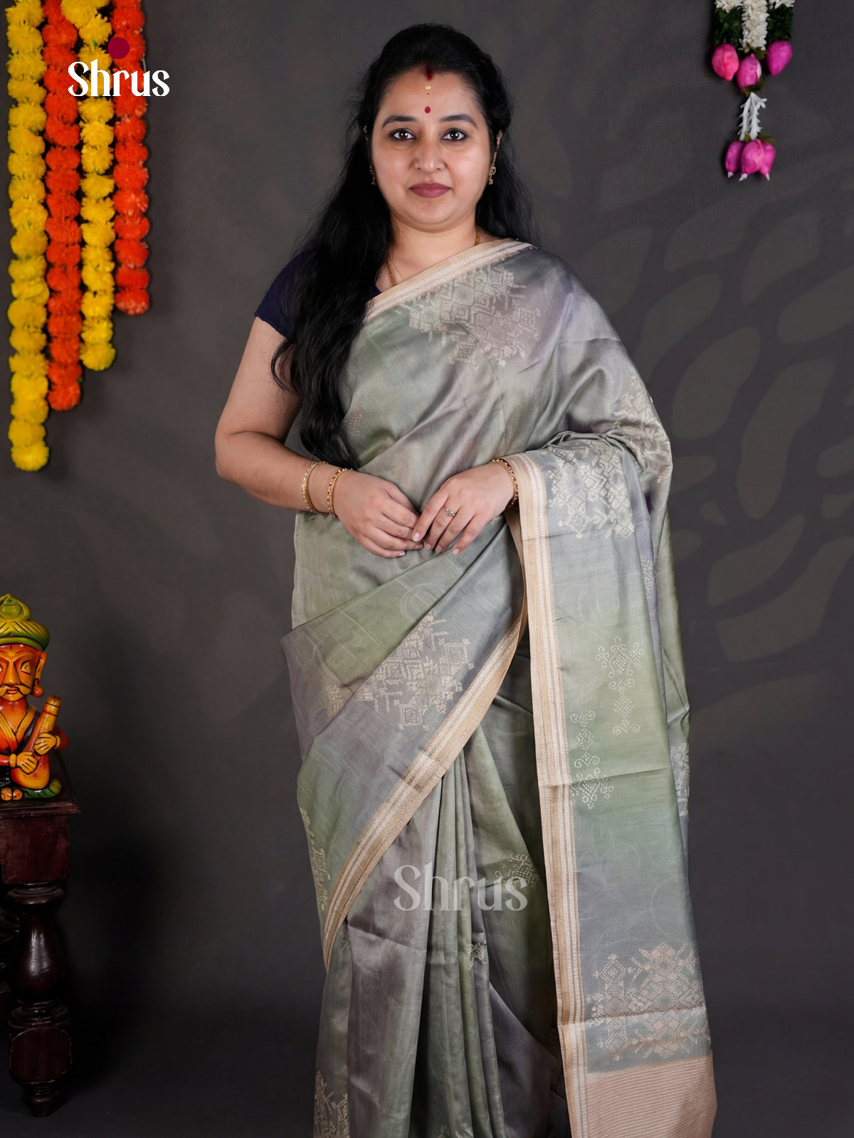 EBS04414 - Printed Semi Tussar - Saree - Shop on Shrus.com