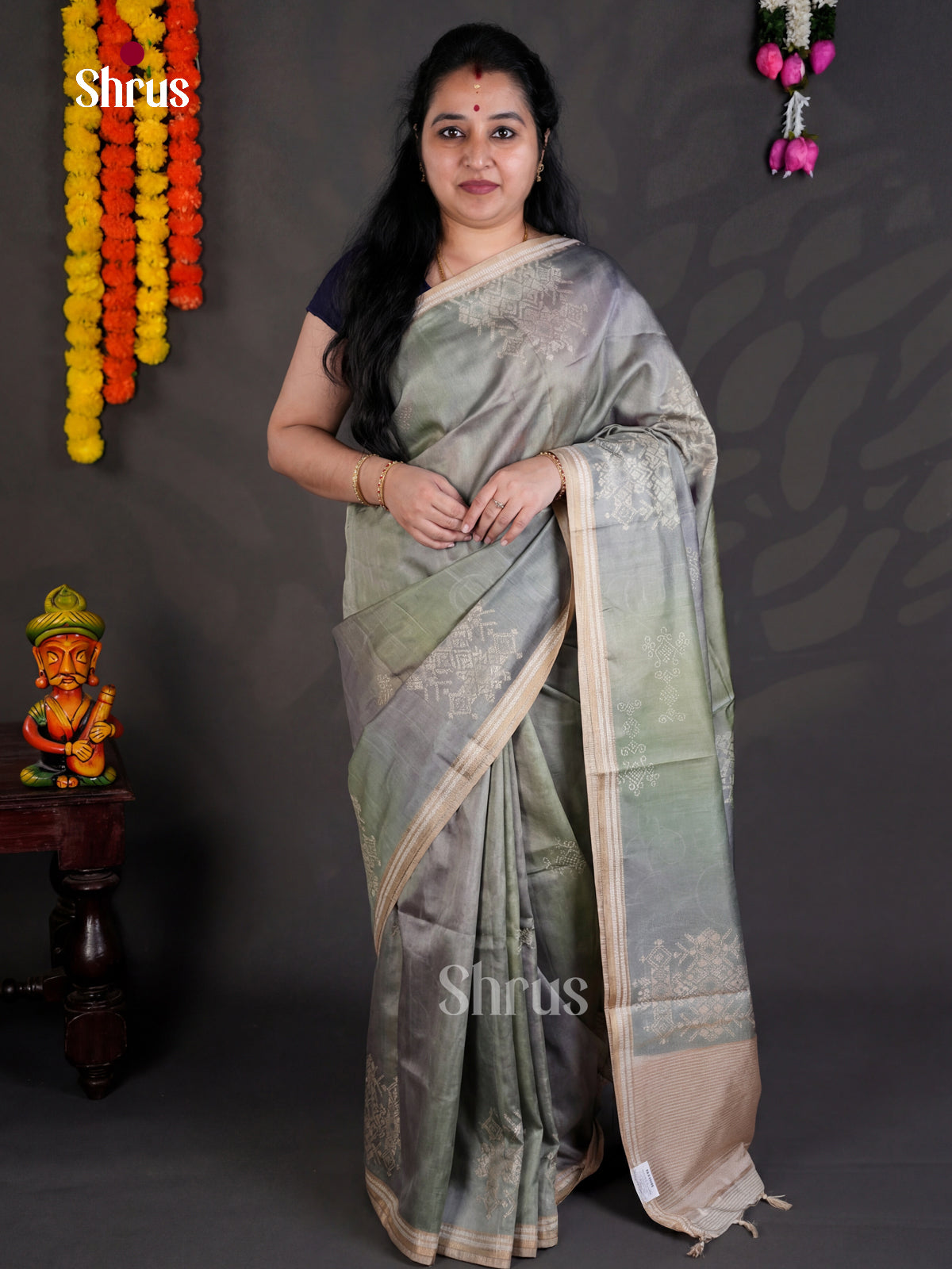 EBS04414 - Printed Semi Tussar - Saree - Shop on Shrus.com