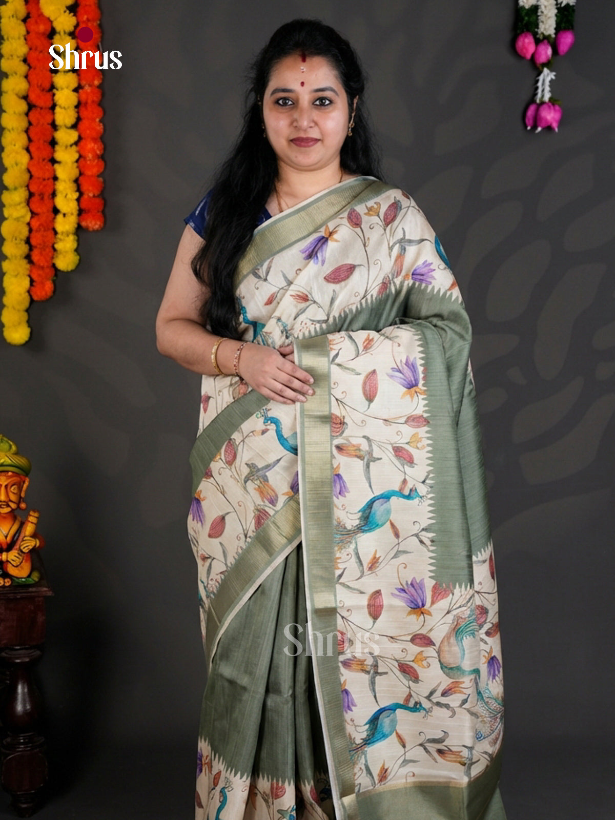 EBS04472 - Printed Semi Tussar - Saree - Shop on Shrus.com