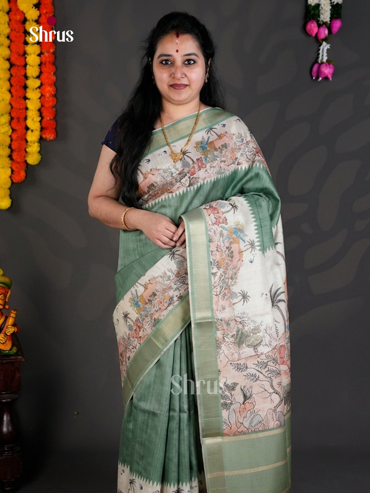 EBS04478 - Printed Semi Tussar - Saree - Shop on Shrus.com