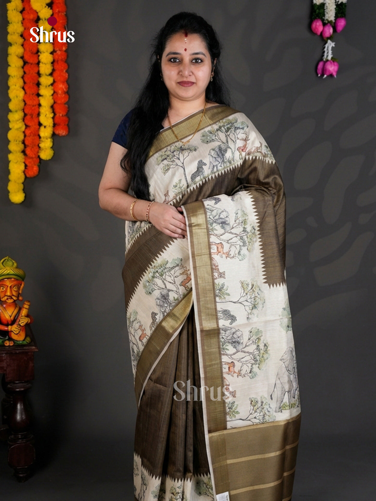 EBS04485 - Printed Semi Tussar - Saree - Shop on Shrus.com