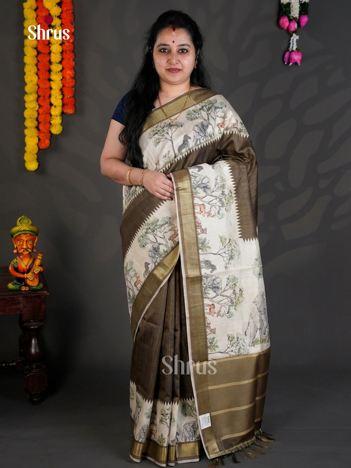 EBS04485 - Printed Semi Tussar - Saree - Shop on Shrus.com