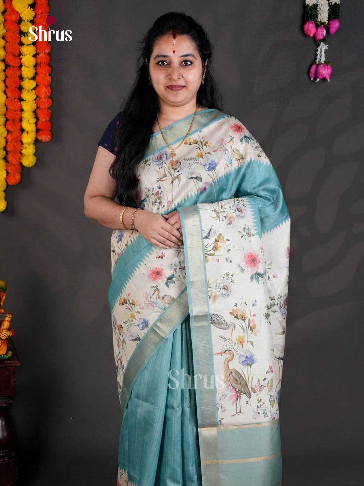 EBS04487 - Printed Semi Tussar - Saree - Shop on Shrus.com