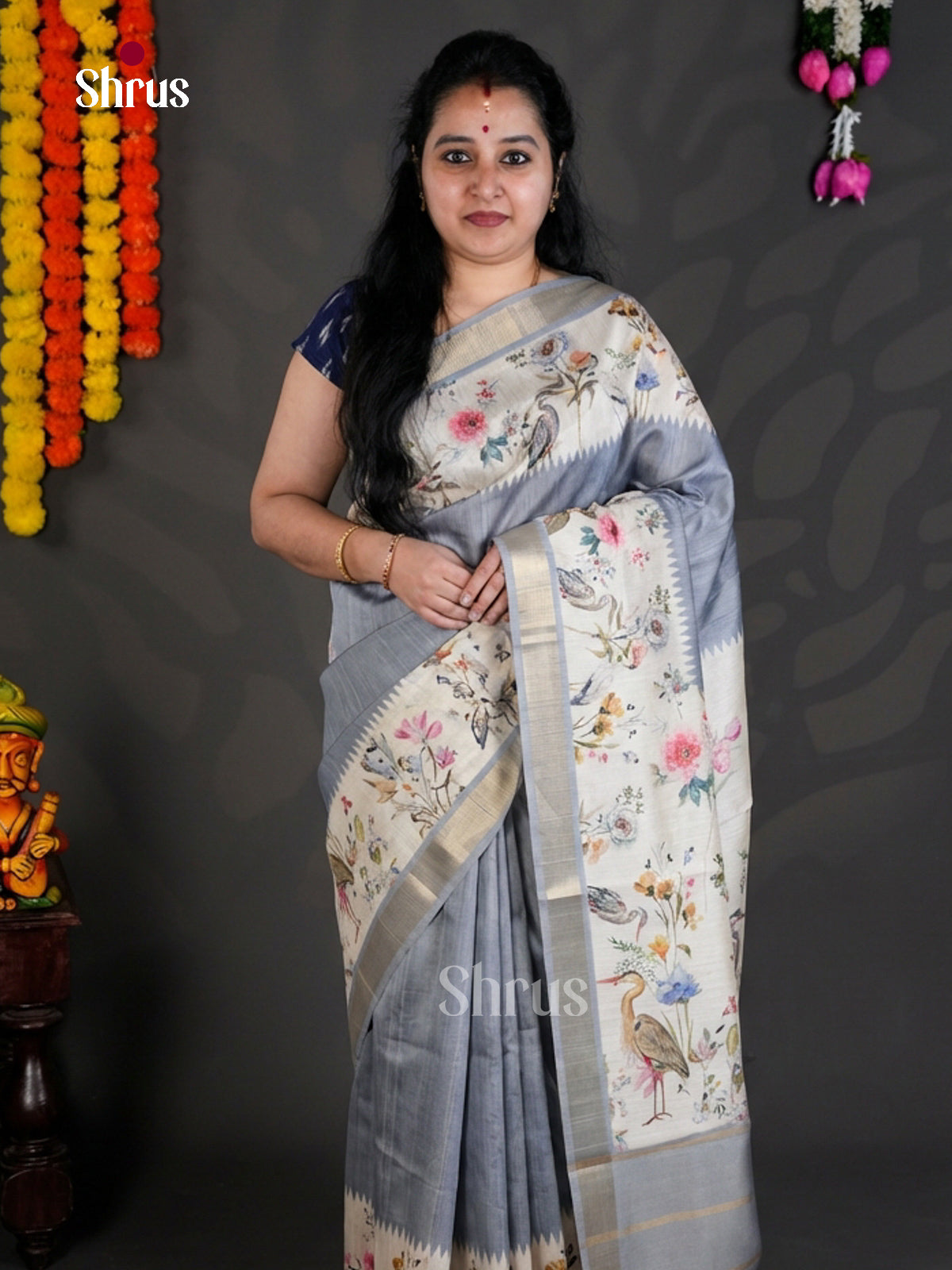 EBS04489 - Printed Semi Tussar - Saree - Shop on Shrus.com