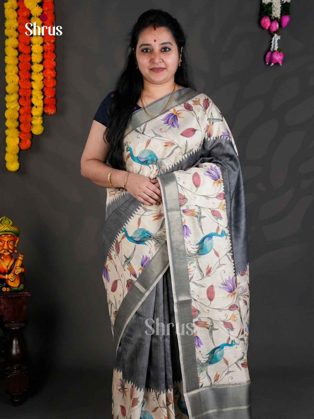 EBS04491 - Printed Semi Tussar - Saree - Shop on Shrus.com