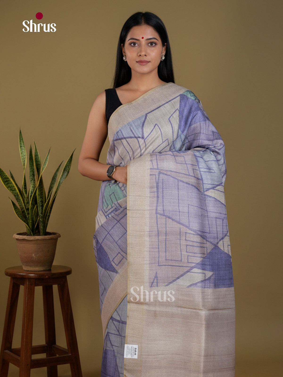 Printed Semi Tussar Saree - EBS04555 - Shop on Shrus.com