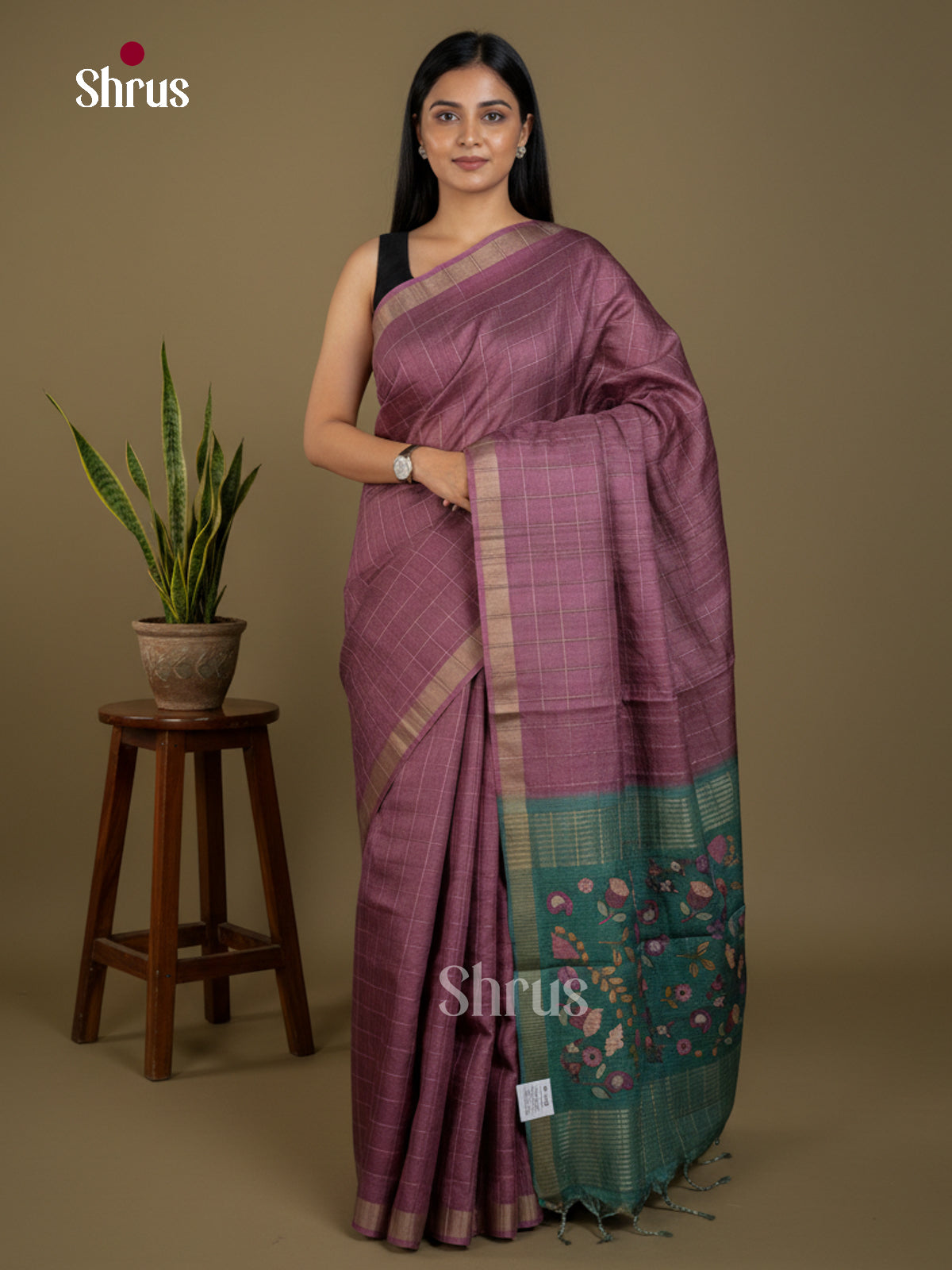 Semi Tussar Saree - EBS04574 - Shop on Shrus.com