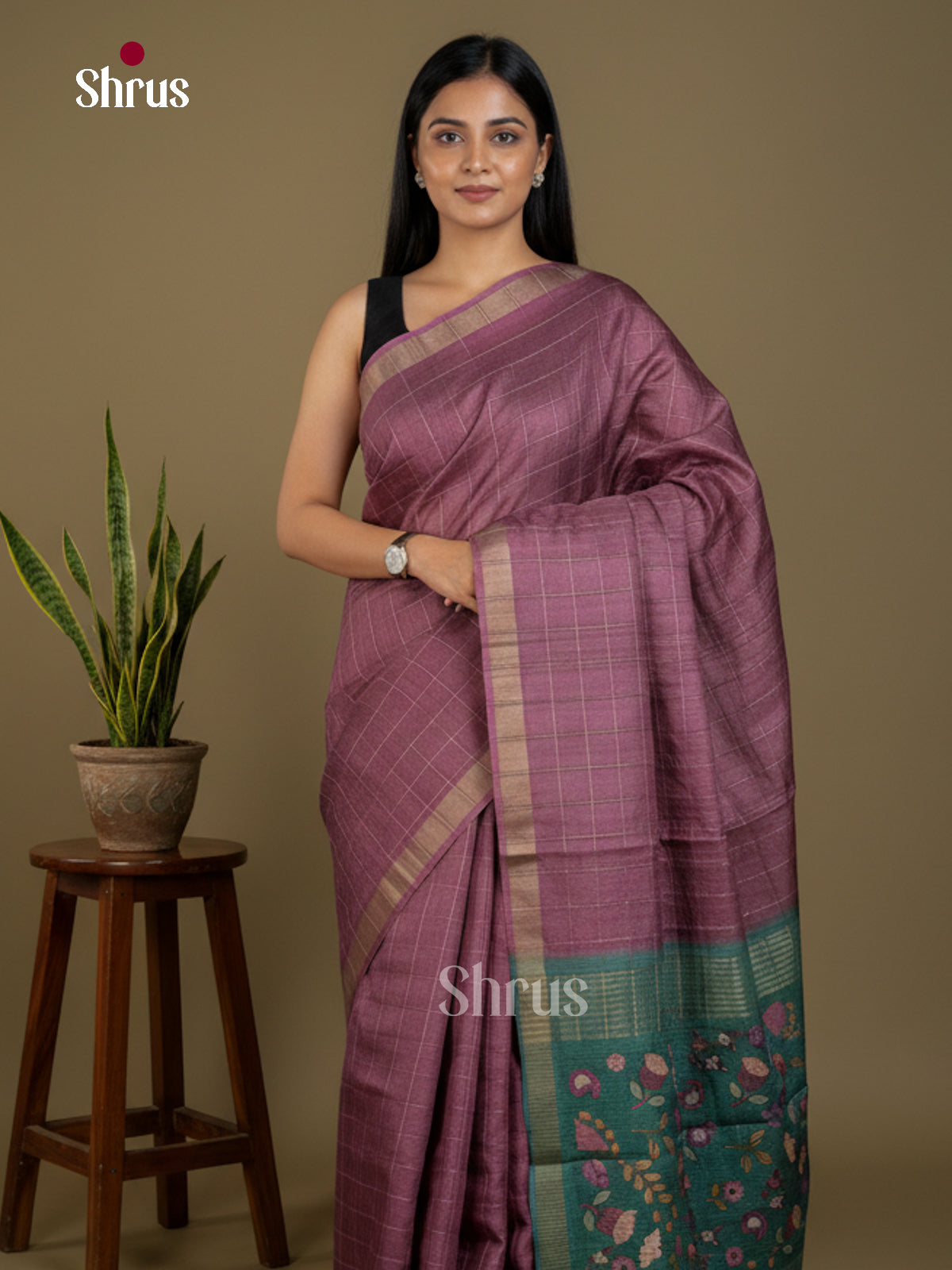 Semi Tussar Saree - EBS04574 - Shop on Shrus.com