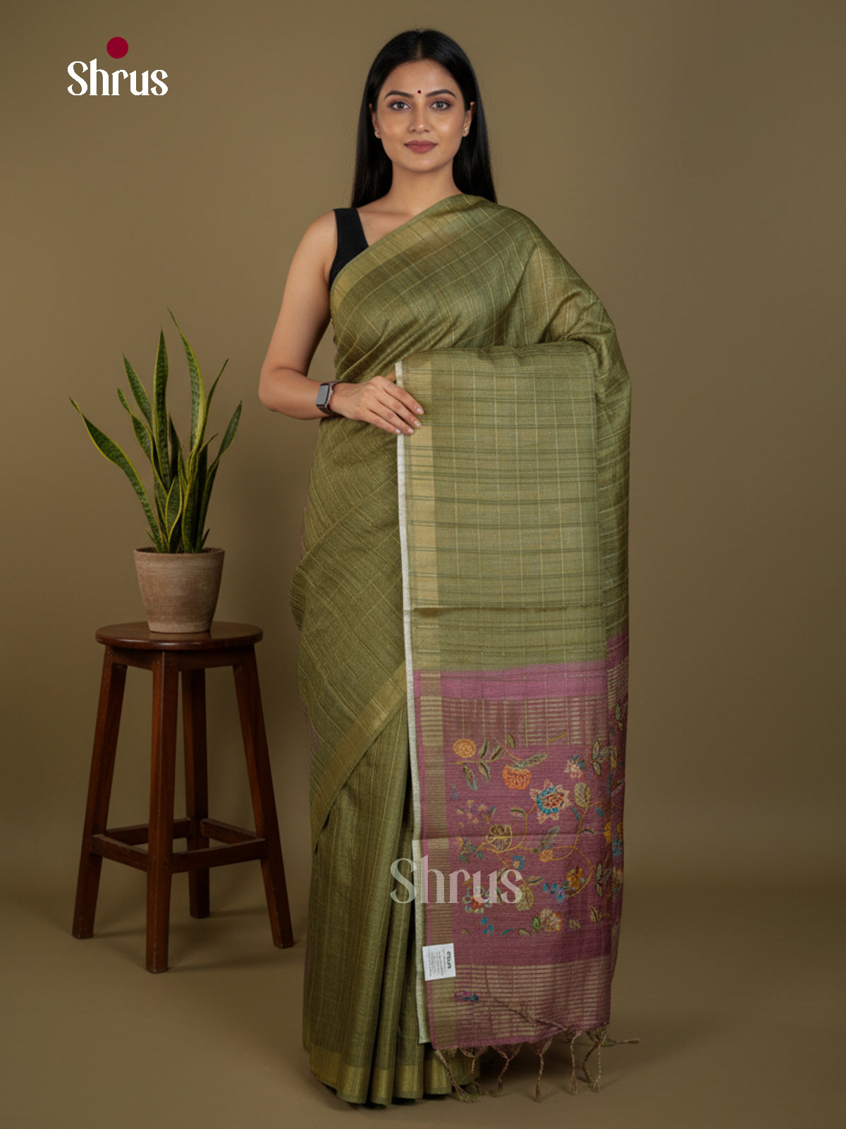 Semi Tussar Saree - EBS04576 - Shop on Shrus.com