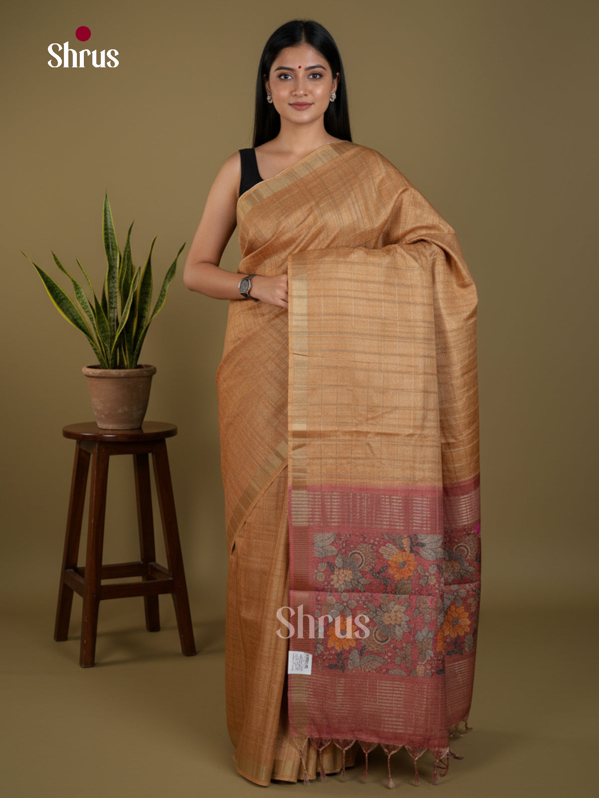 Semi Tussar Saree - EBS04579 - Shop on Shrus.com