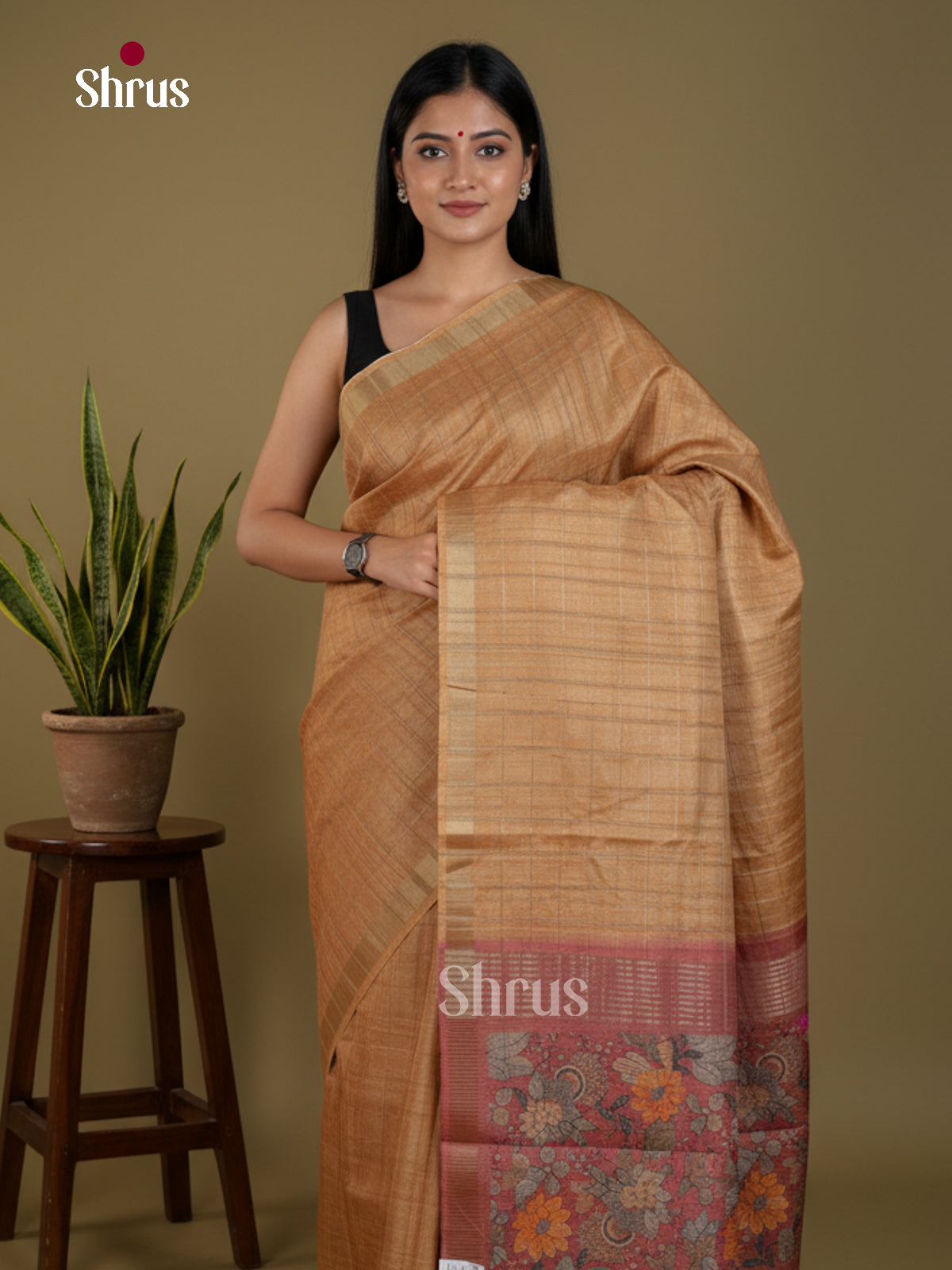 Semi Tussar Saree - EBS04579 - Shop on Shrus.com
