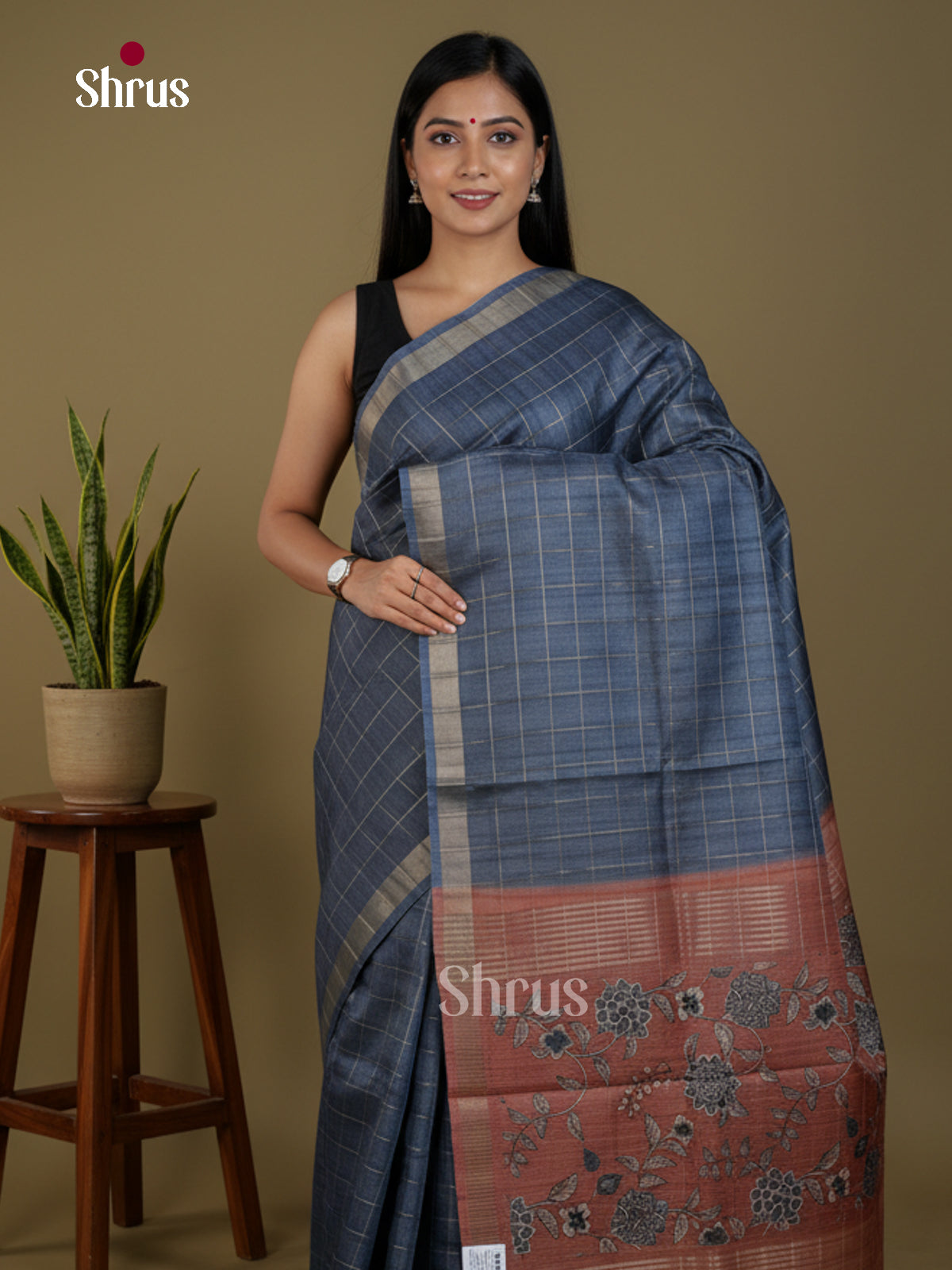 Semi Tussar Saree - EBS04581 - Shop on Shrus.com