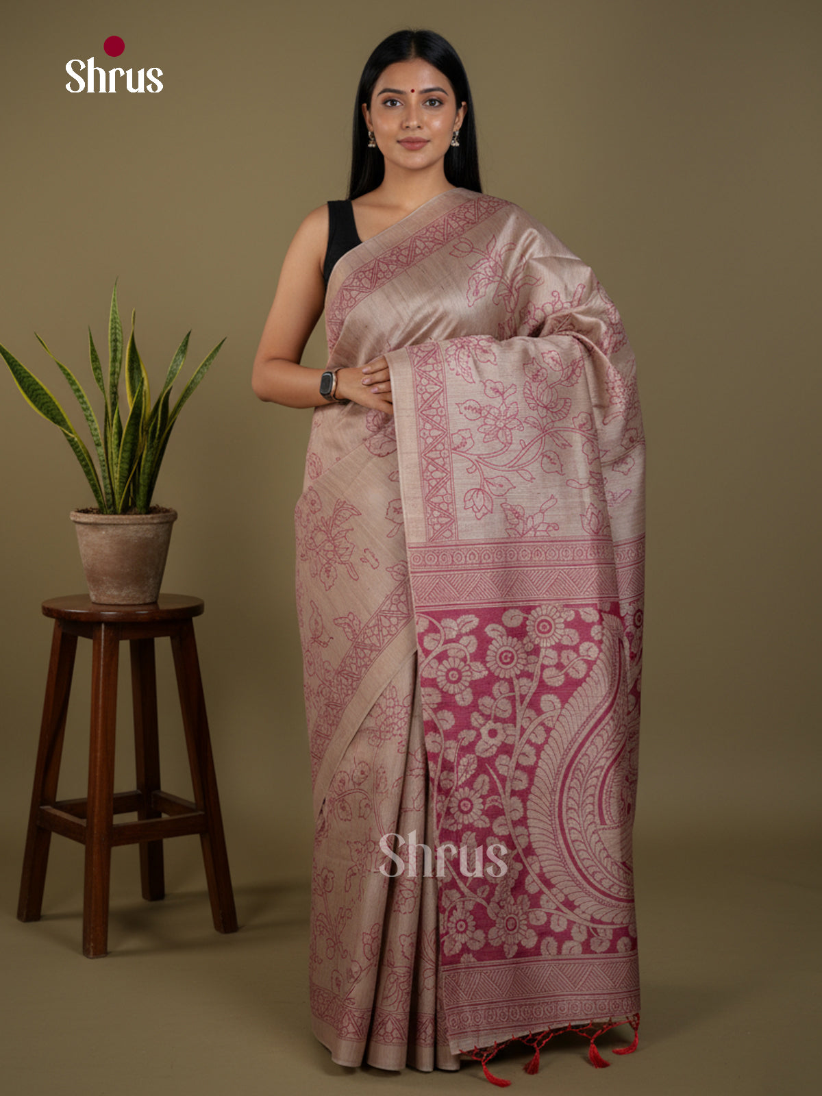Semi Tussar Saree - EBS04635 - Shop on Shrus.com