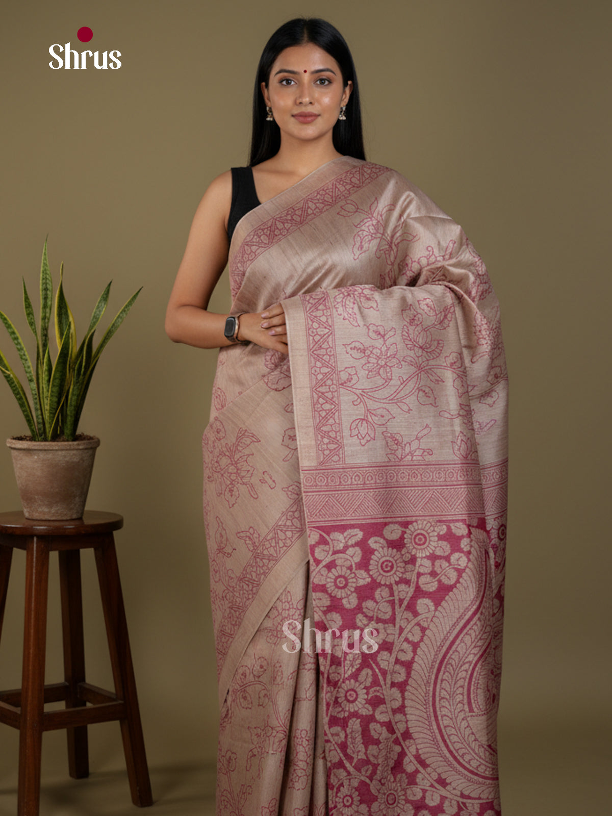 Semi Tussar Saree - EBS04635 - Shop on Shrus.com