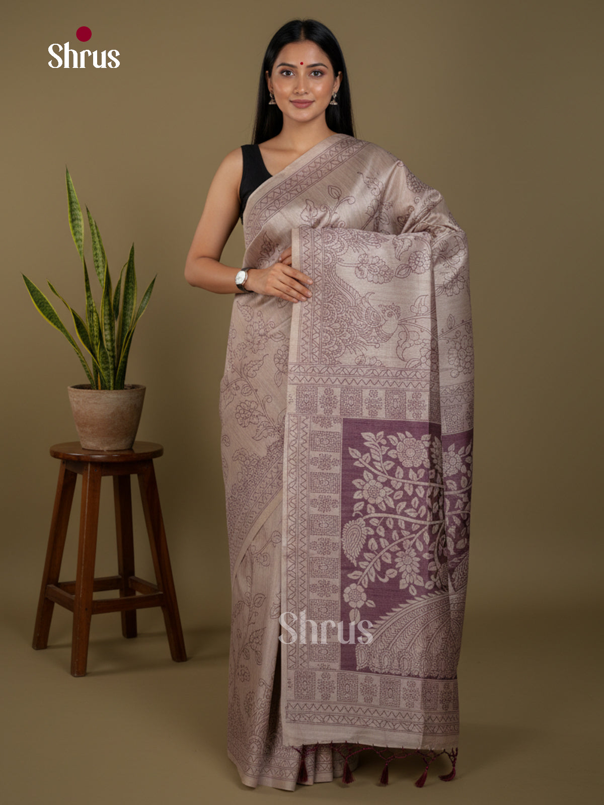 Semi Tussar Saree - EBS04643 - Shop on Shrus.com