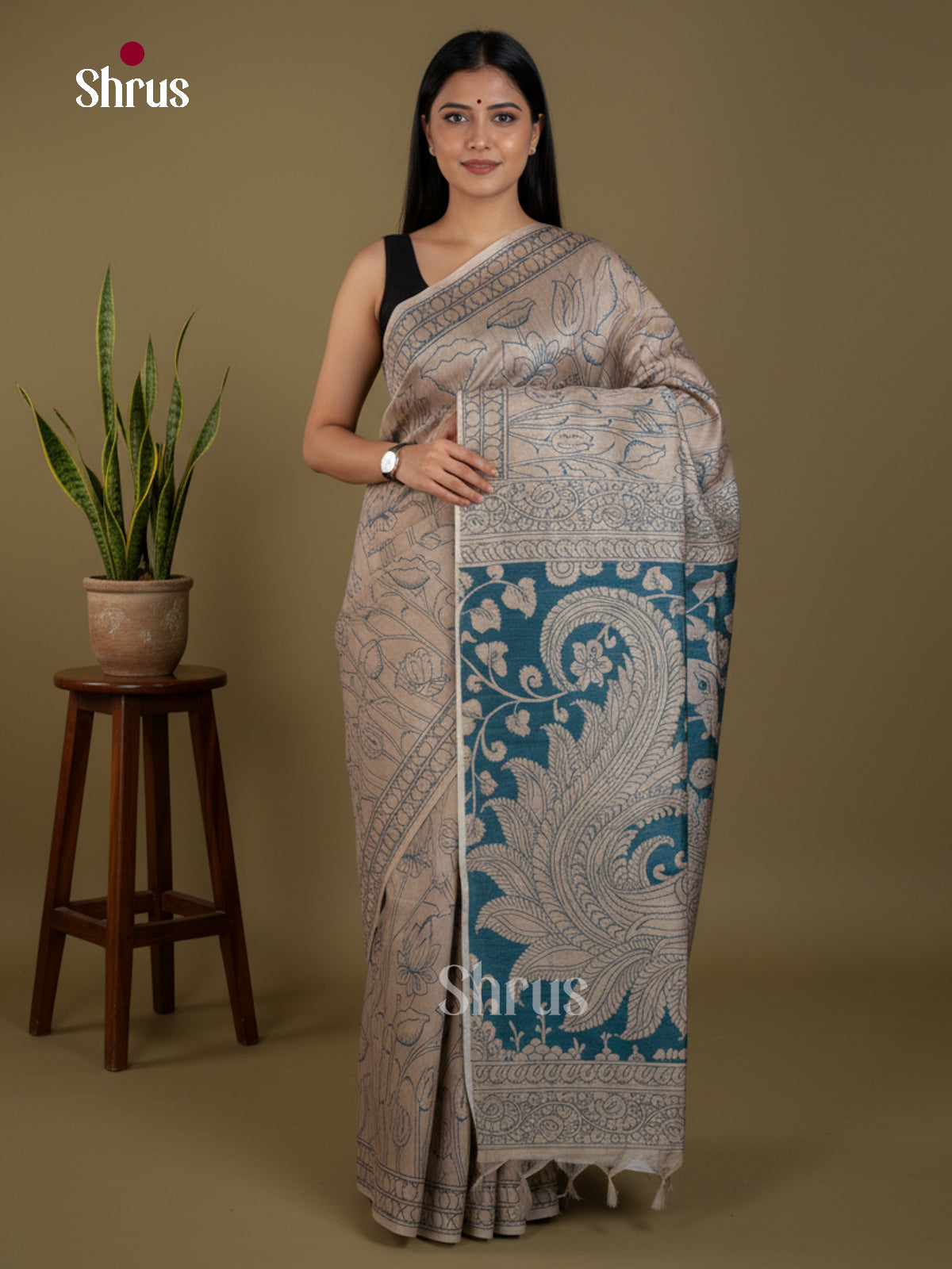 Semi Tussar Saree - EBS04644 - Shop on Shrus.com