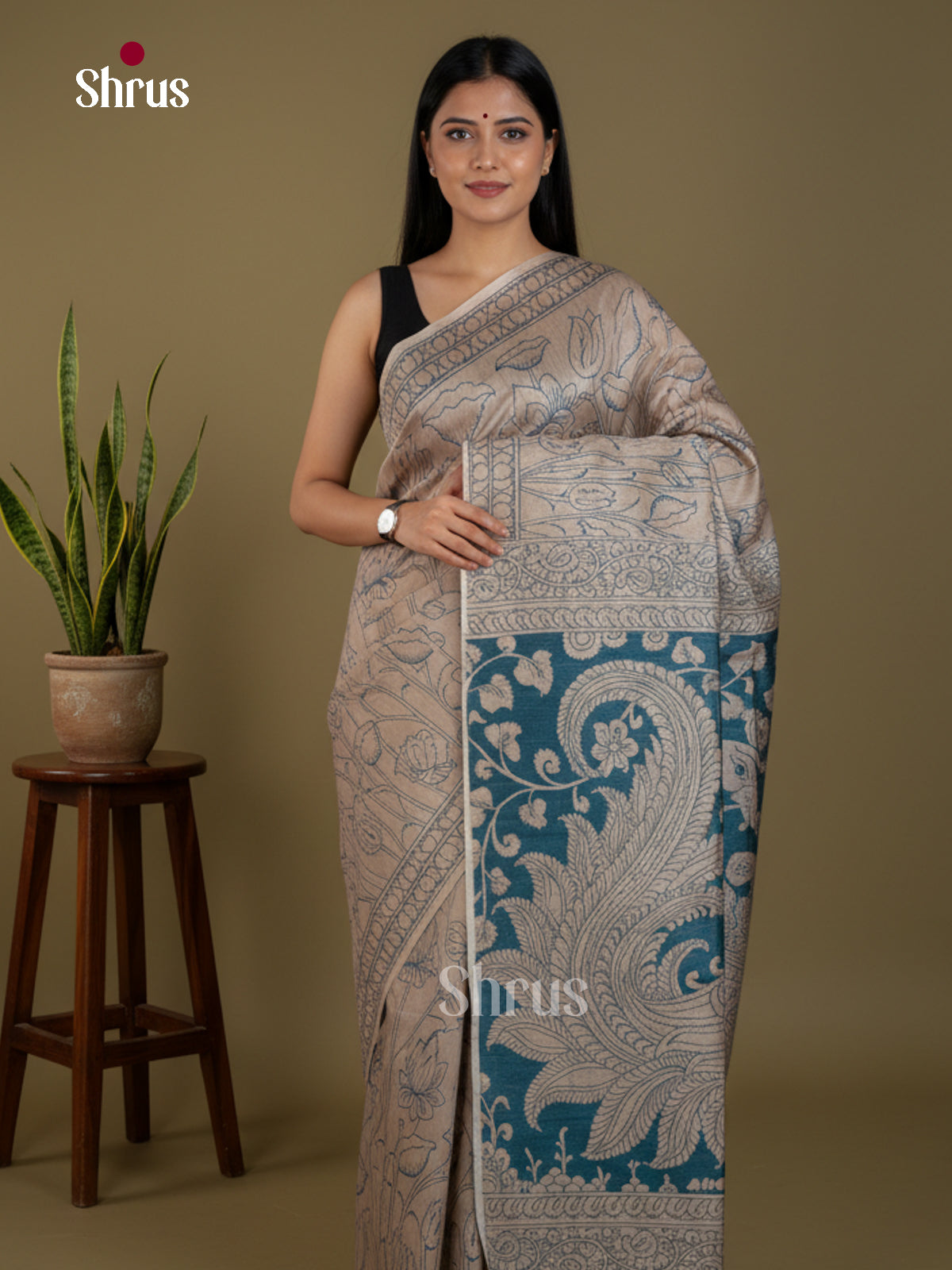 Semi Tussar Saree - EBS04644 - Shop on Shrus.com