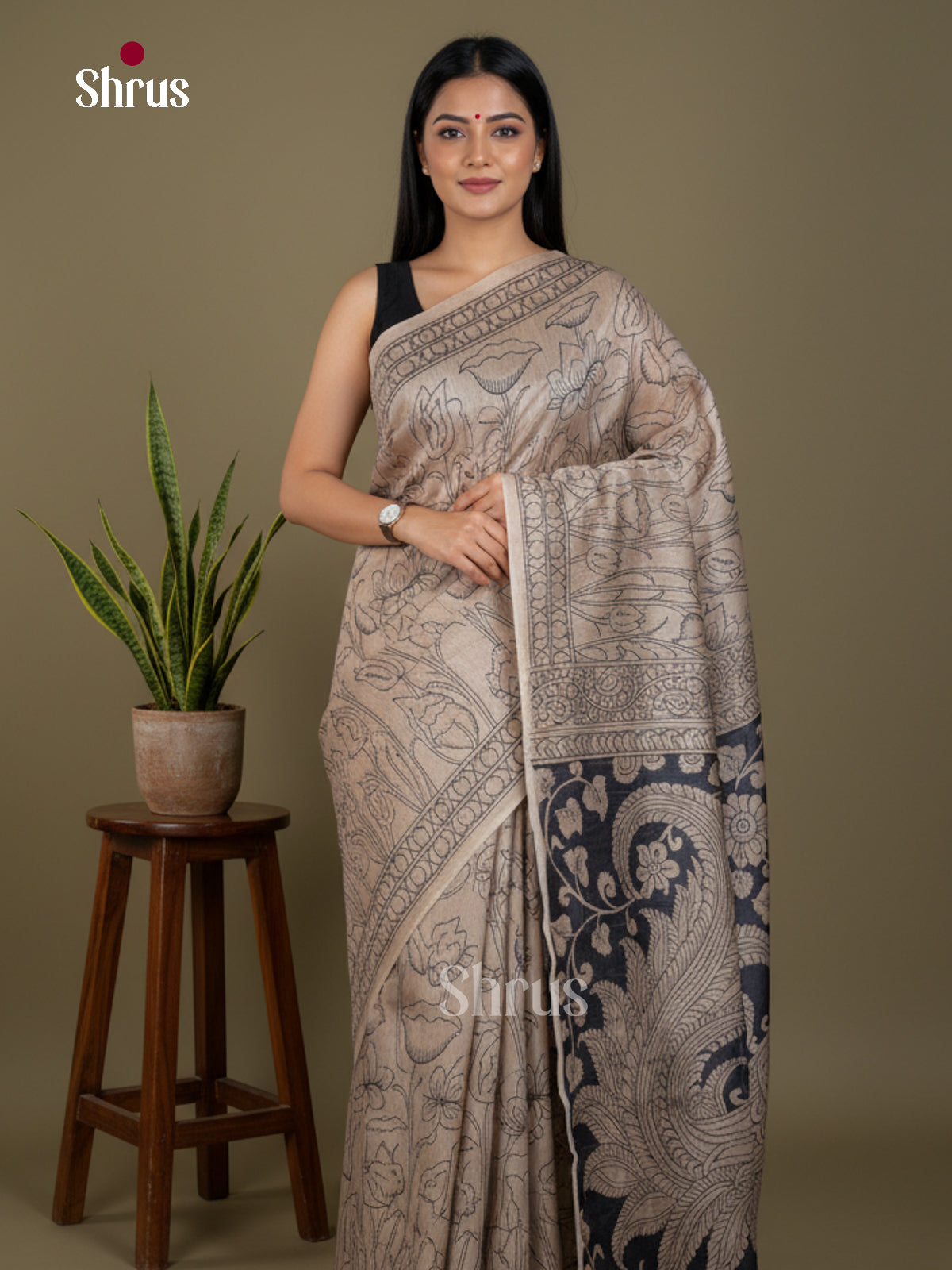 Semi Tussar Saree - EBS04645 - Shop on Shrus.com