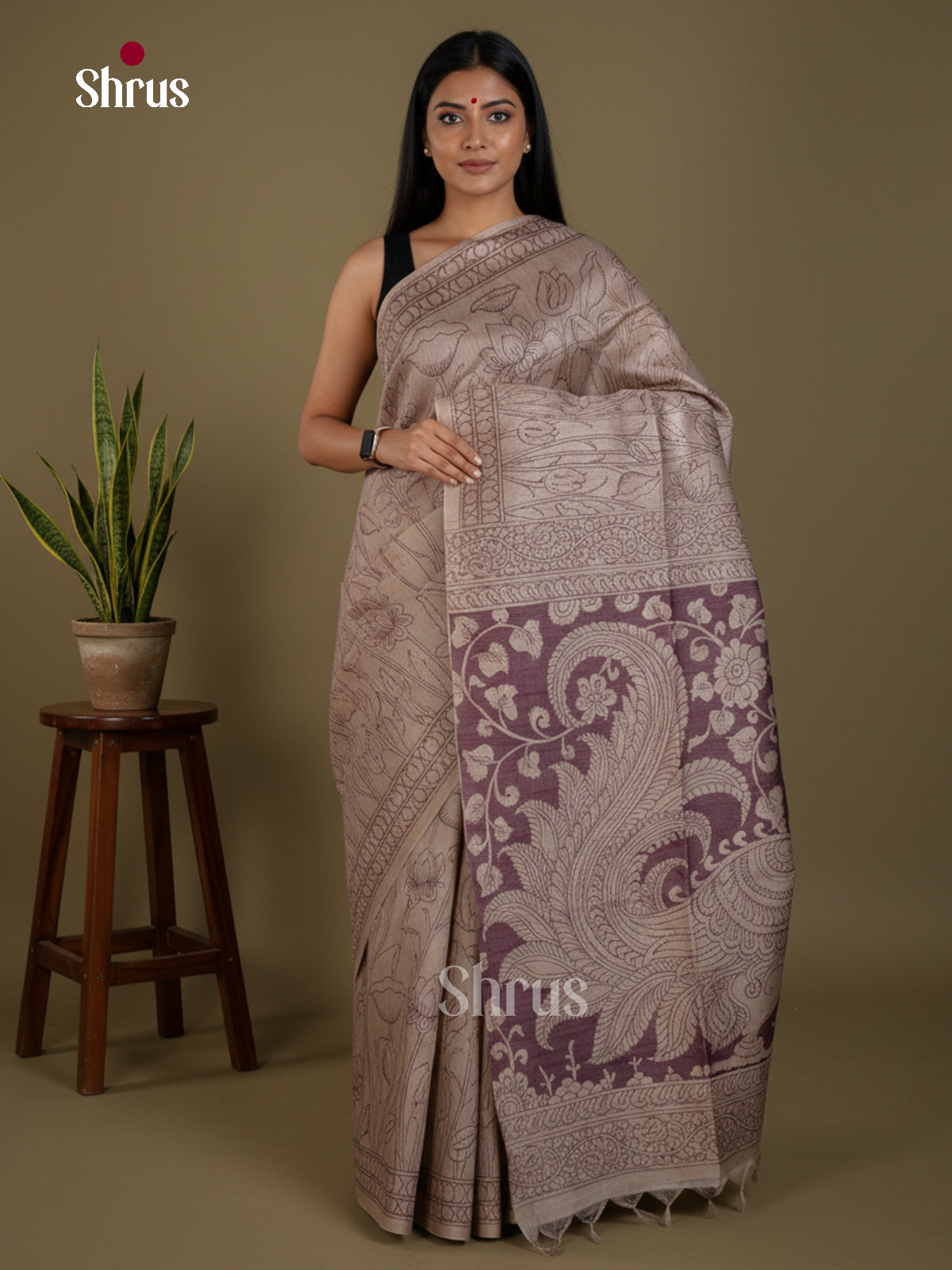 Semi Tussar Saree - EBS04646 - Shop on Shrus.com