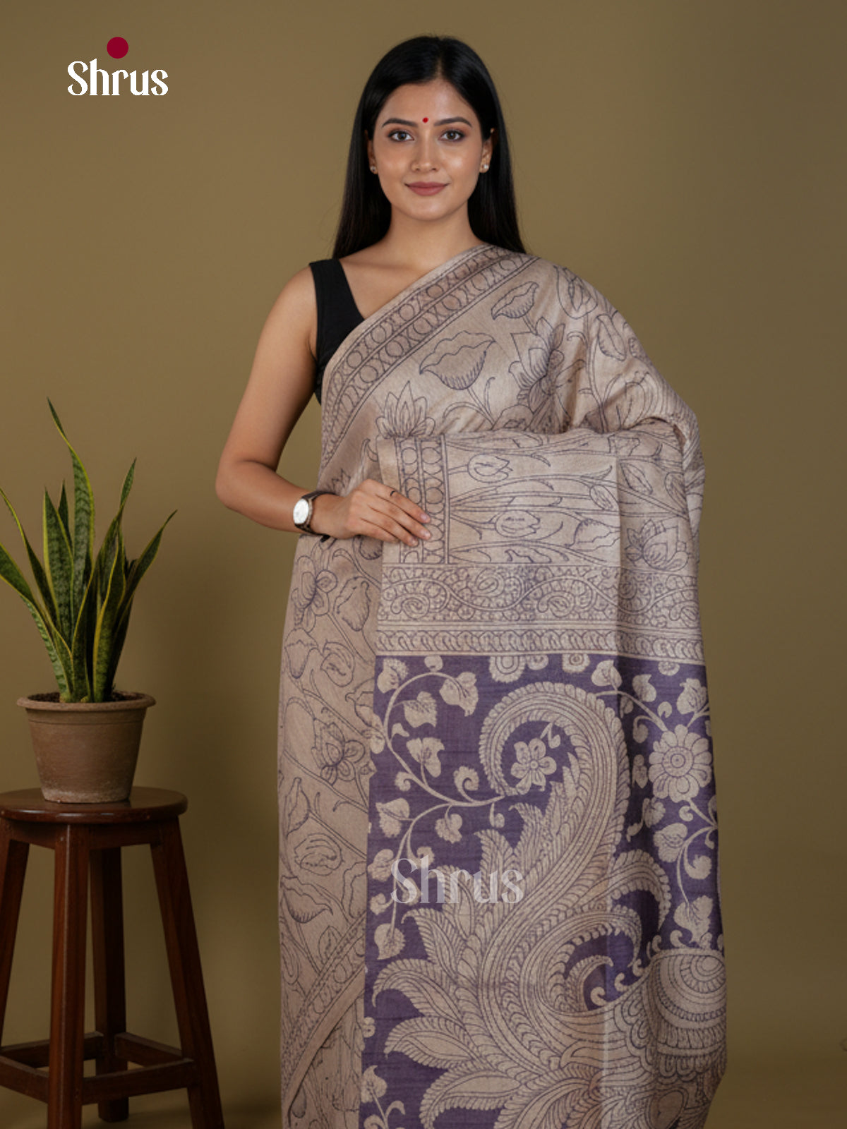 Semi Tussar Saree - EBS04647 - Shop on Shrus.com