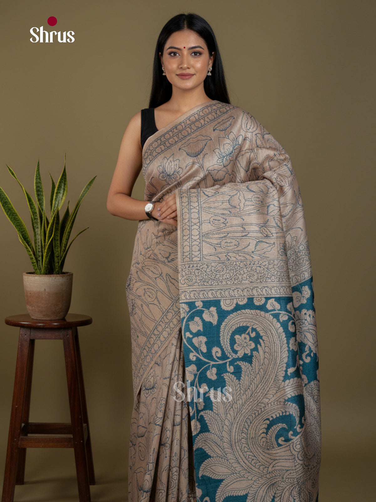 Semi Tussar Saree - EBS04650 - Shop on Shrus.com