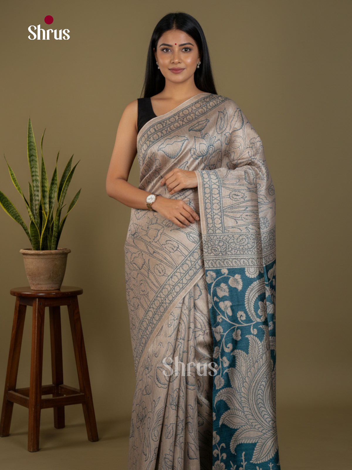 Semi Tussar Saree - EBS04654 - Shop on Shrus.com
