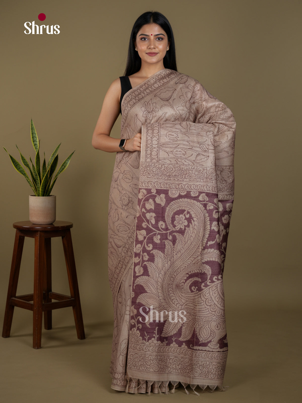 Semi Tussar Saree - EBS04655 - Shop on Shrus.com