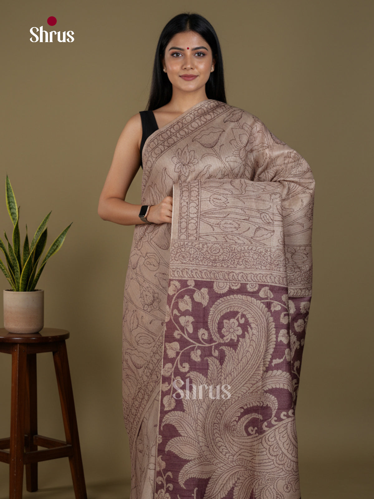 Semi Tussar Saree - EBS04655 - Shop on Shrus.com