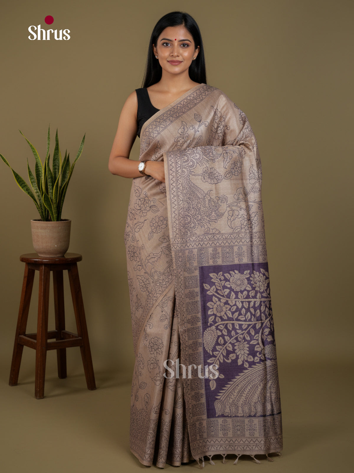 Semi Tussar Saree - EBS04659 - Shop on Shrus.com