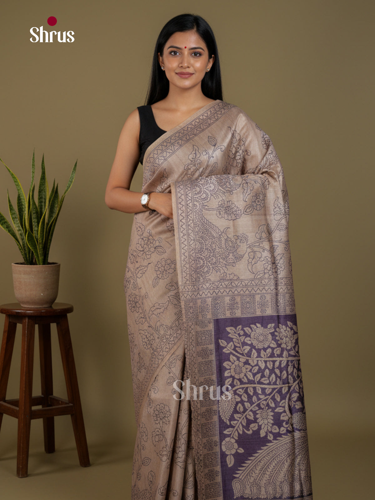 Semi Tussar Saree - EBS04659 - Shop on Shrus.com